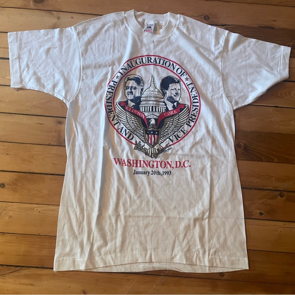 Vintage Clinton Gore Shirt Men L Single Stitch Inauguration Day 1993 Made in USA